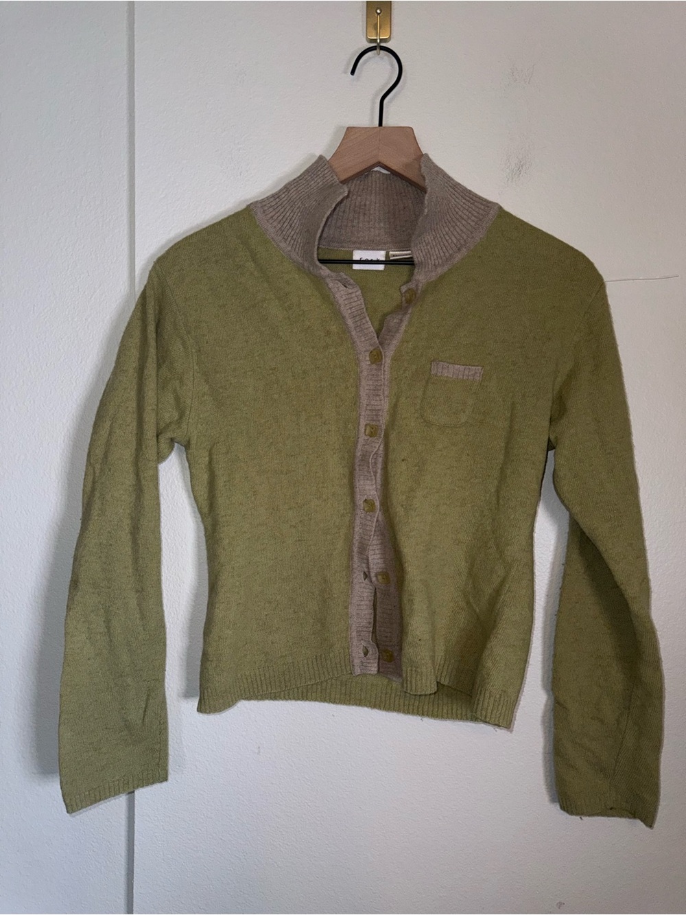 FORK Women’s Beige Crewneck Lambswool Blend Sweater M